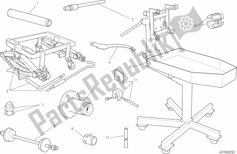 All parts for the Workshop Service Tools (frame) of the Ducati Hypermotard 939 2016